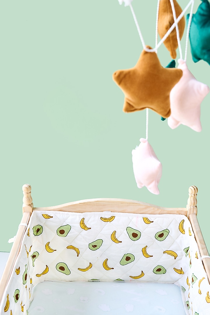 White Cotton & Muslin Hand Printed Bed Bumpers (Set of 2) by Jaipur Gate at Pernia's Pop Up Shop