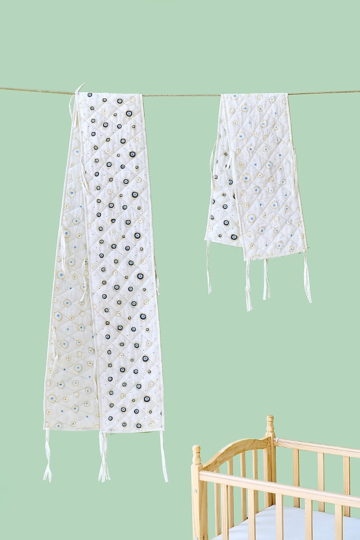 White Cotton & Muslin Hand Printed Bed Bumpers (Set of 2) by Jaipur Gate at Pernia's Pop Up Shop