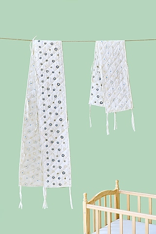 White Cotton & Muslin Hand Printed Bed Bumpers (Set of 2) by Jaipur Gate