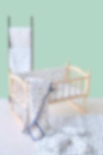 White Cotton & Muslin Hand Printed Baby Bedding Cot Set by Jaipur Gate at Pernia's Pop Up Shop