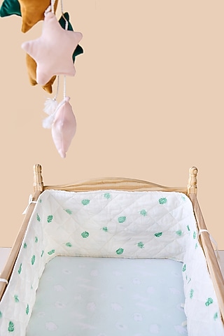 White Cotton & Muslin Hand Printed Bed Bumpers (Set of 2) by Jaipur Gate