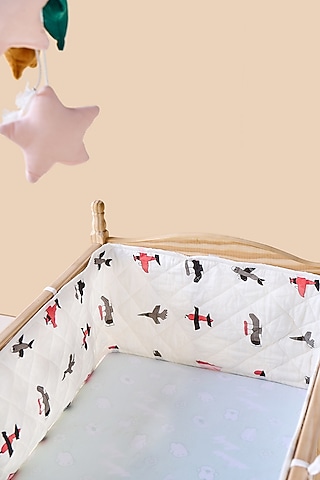 White Cotton & Muslin Hand Printed Bed Bumpers (Set of 2) by Jaipur Gate