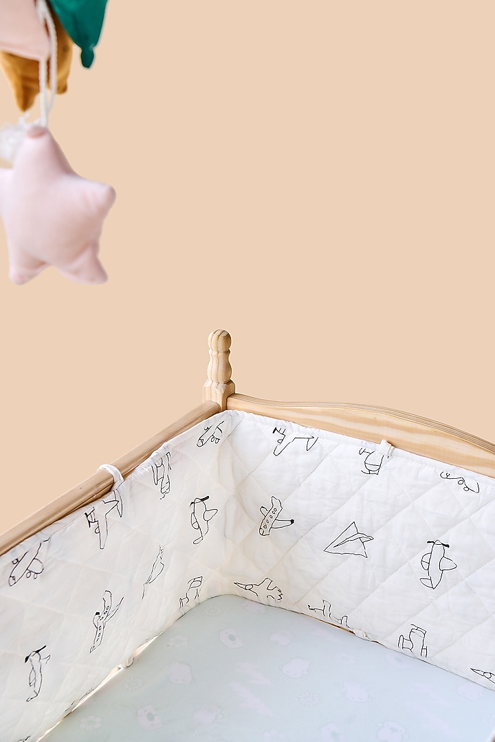 White Cotton & Muslin Hand Printed Bed Bumpers (Set of 2) by Jaipur Gate at Pernia's Pop Up Shop