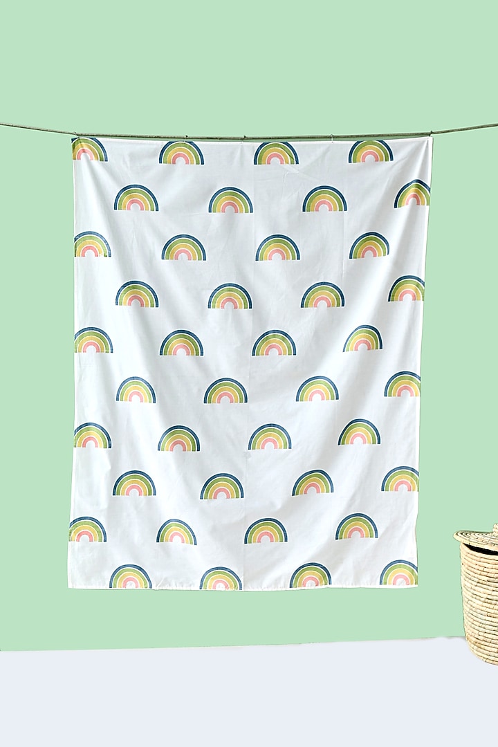 White Cotton & Muslin Hand Printed Baby Bedding Cot Set by Jaipur Gate at Pernia's Pop Up Shop