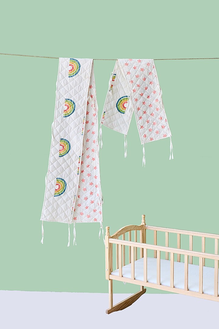 White Cotton & Muslin Hand Printed Baby Bedding Set by Jaipur Gate at Pernia's Pop Up Shop