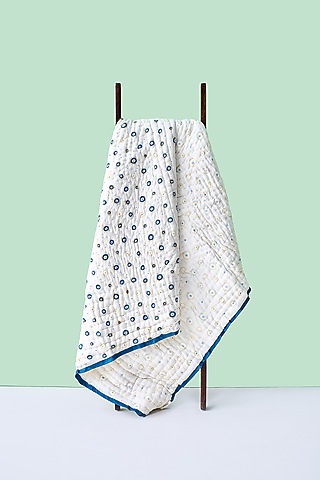 White Cotton & Muslin Hand Printed Baby Bedding Set by Jaipur Gate