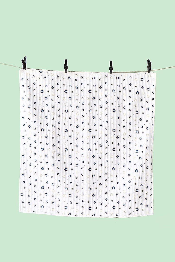 White Cotton & Muslin Hand Printed Baby Bedding Set by Jaipur Gate at Pernia's Pop Up Shop