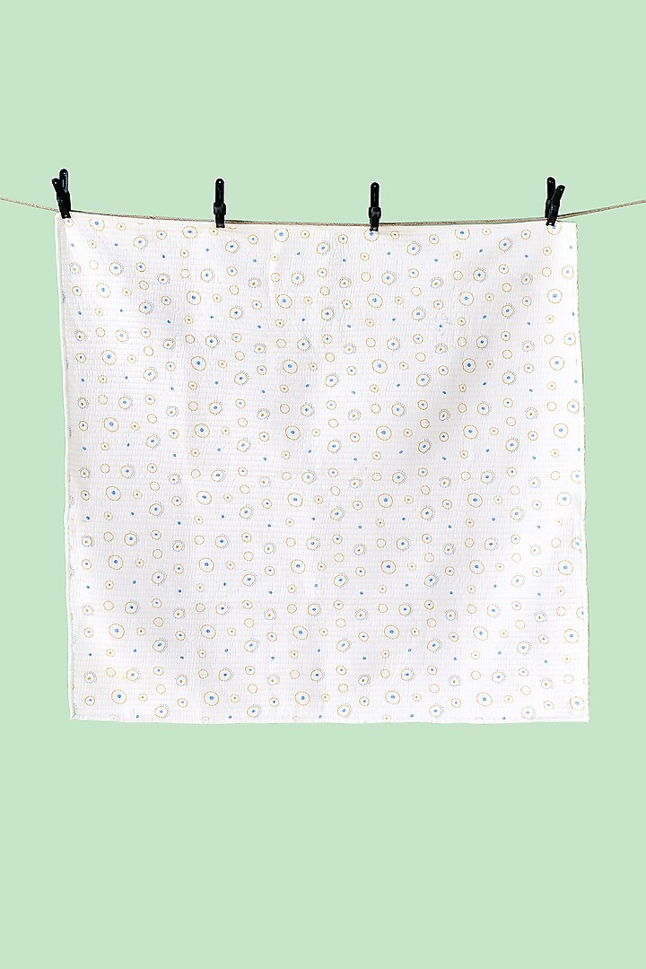 White Cotton & Muslin Hand Printed Baby Bedding Set by Jaipur Gate at Pernia's Pop Up Shop