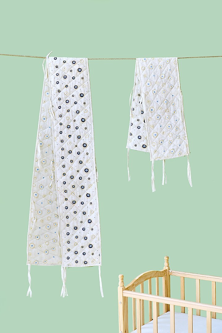 White Cotton & Muslin Hand Printed Baby Bedding Set by Jaipur Gate at Pernia's Pop Up Shop
