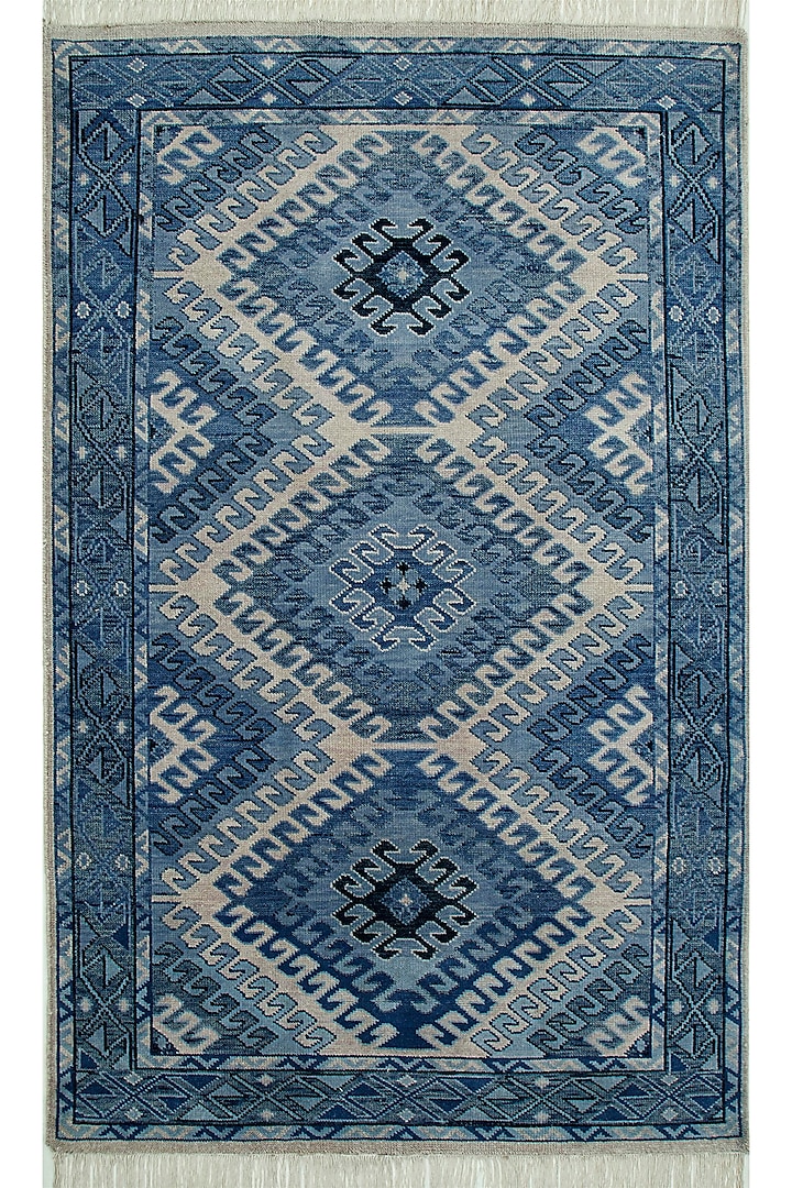 Antique White & Evening Blue Hand-Knotted Area Rug by Jaipur Rugs at Pernia's Pop Up Shop