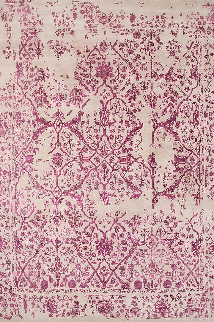 Dark Ivory & Fuchsia Hand-Knotted Area Rug by Jaipur Rugs