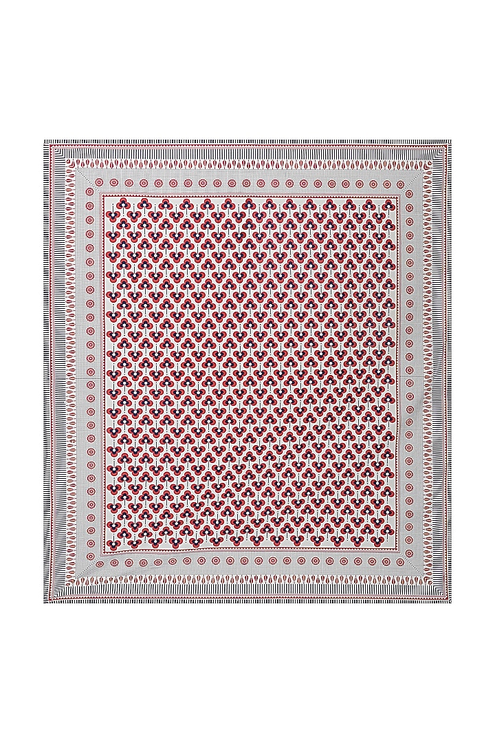 Red Cotton Mix Printed & Handcrafted King Size Bedsheet Set by Jaipur Gate at Pernia's Pop Up Shop