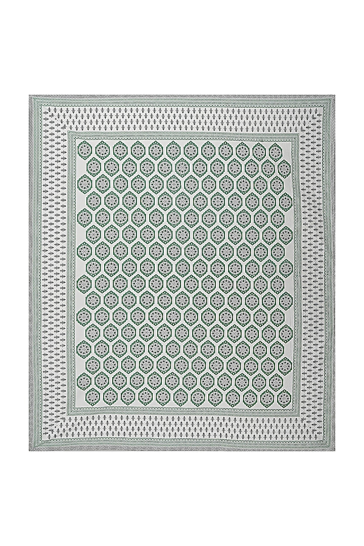 Green Cotton Printed Double Bedsheet Set by Jaipur Gate at Pernia's Pop Up Shop