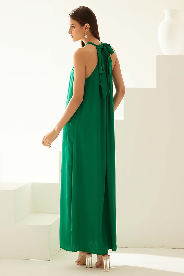 Green Satin Halter Maxi Summer Dress by Wear JaJa at Pernia's Pop Up Shop