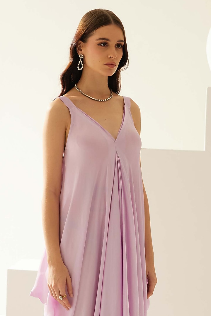 Lilac Satin Asymmetric Maxi Summer Dress by Wear JaJa at Pernia's Pop Up Shop