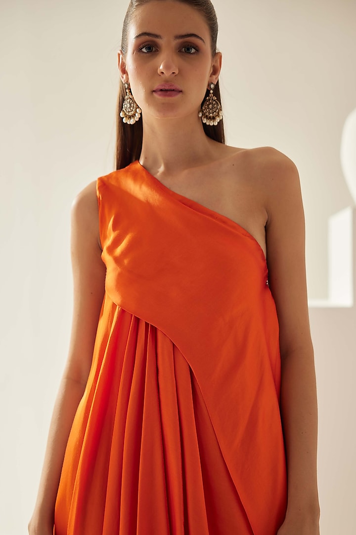 open lace back dress JOLENE ORANGE ASYMMETRIC CUT OUT DRESS – Arelia's Dream