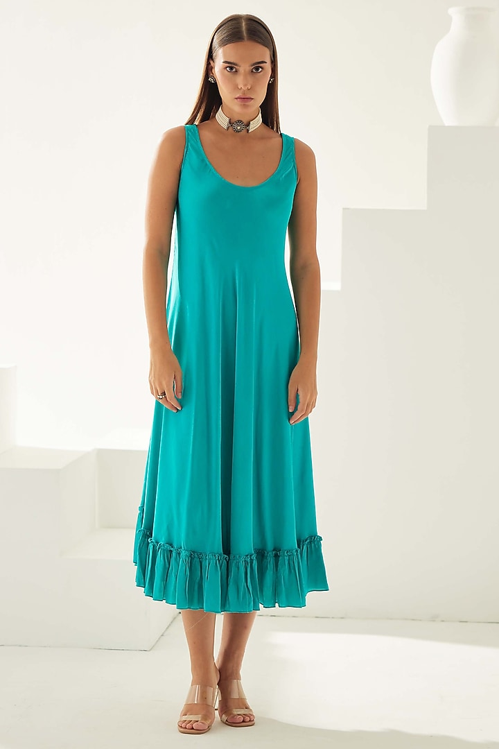 Turquoise Modal Midi Summer Dress by Wear JaJa at Pernia's Pop Up Shop