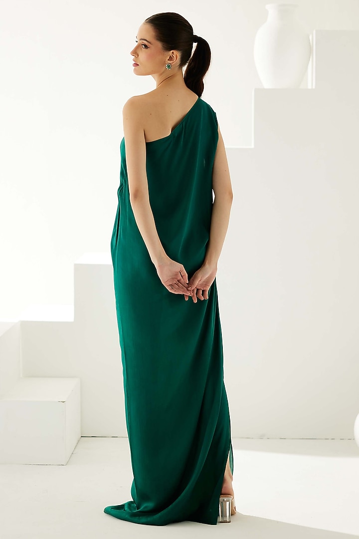 Green Satin One-Shoulder Maxi Dress by Wear JaJa at Pernia's Pop Up Shop  2026