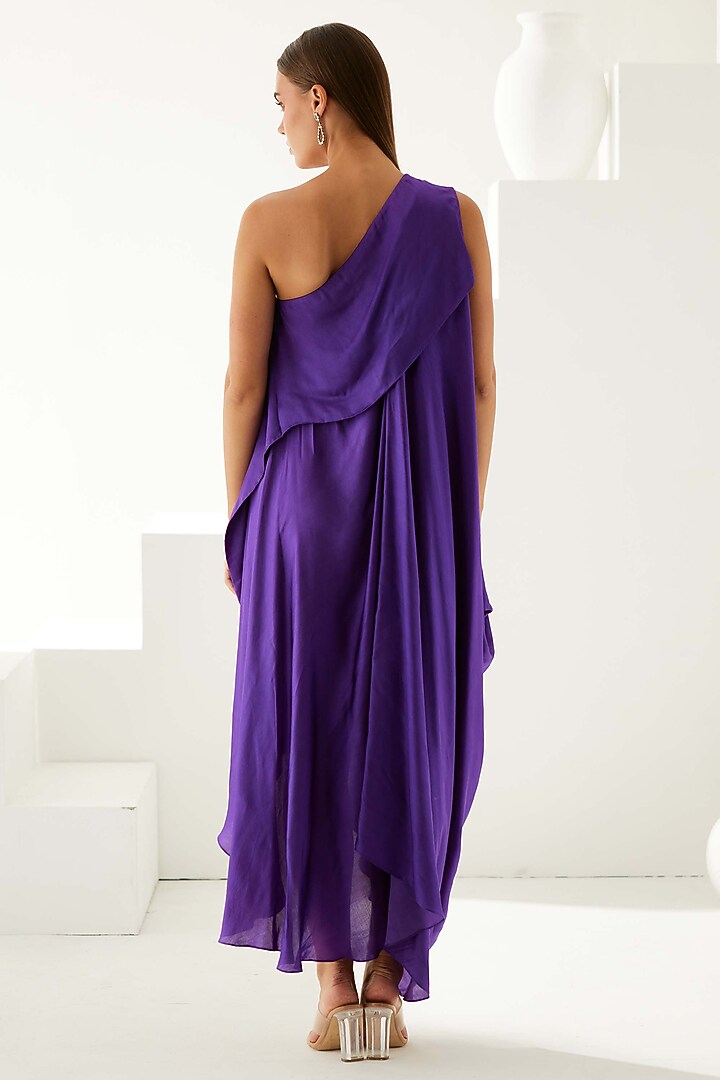 Violet Modal One-Shoulder Asymmetrical Maxi Summer Dress by Wear JaJa at Pernia's Pop Up Shop