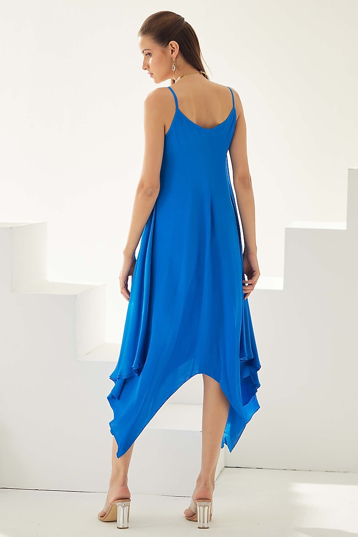 Cobalt Blue Satin Midi Summer Dress by Wear JaJa at Pernia's Pop Up Shop