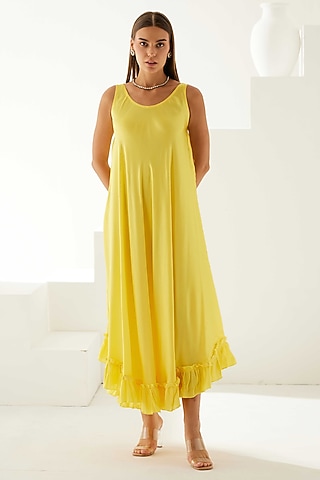 Yellow Modal Midi Dress by Wear JaJa
