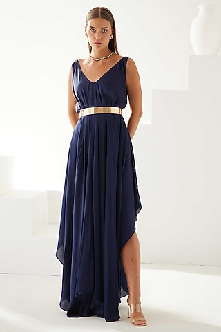 Navy Blue Modal Maxi Dress by Wear JaJa