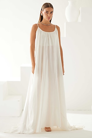 Off-White Modal Strappy Maxi Dress by Wear JaJa