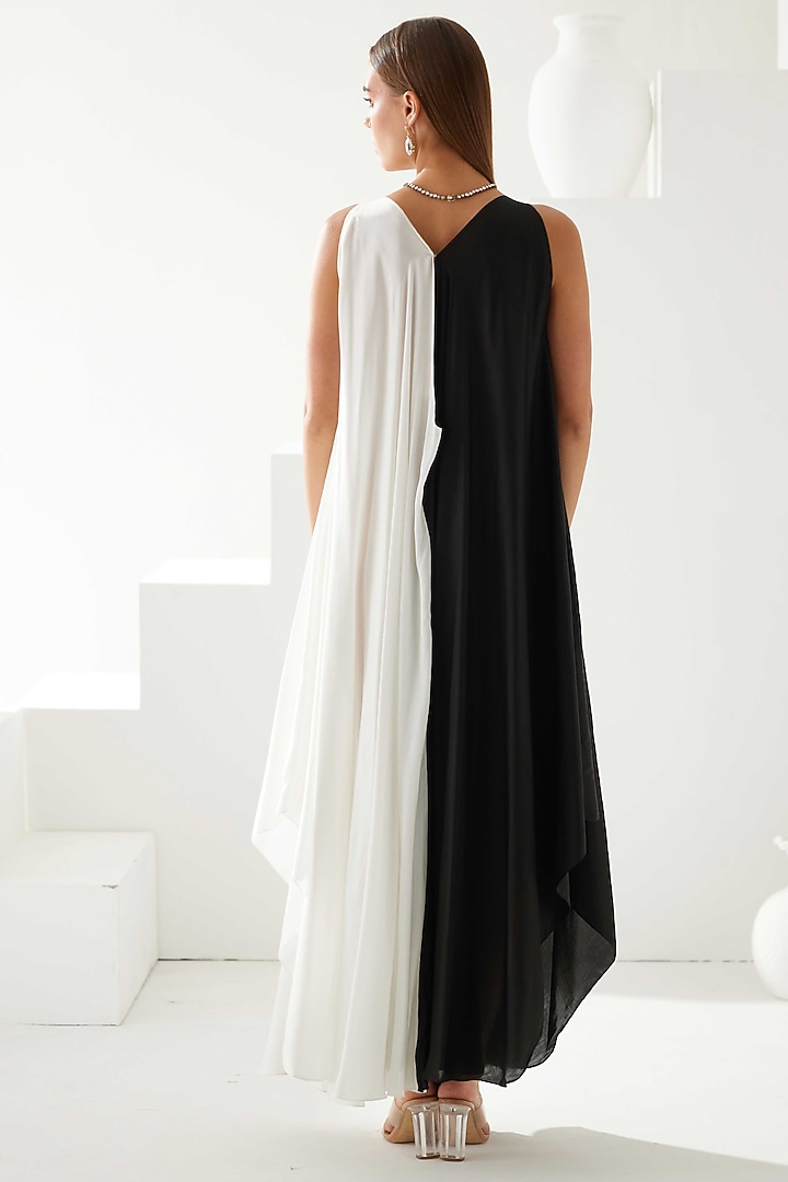 Black & White Modal Color-Blocked Maxi Summer Dress by Wear JaJa at Pernia's Pop Up Shop