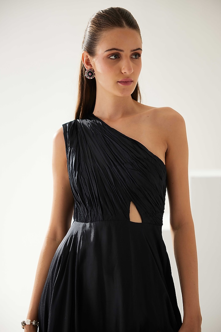 Black Satin One-Shoulder Maxi Dress by Wear JaJa at Pernia's Pop Up Shop  2026