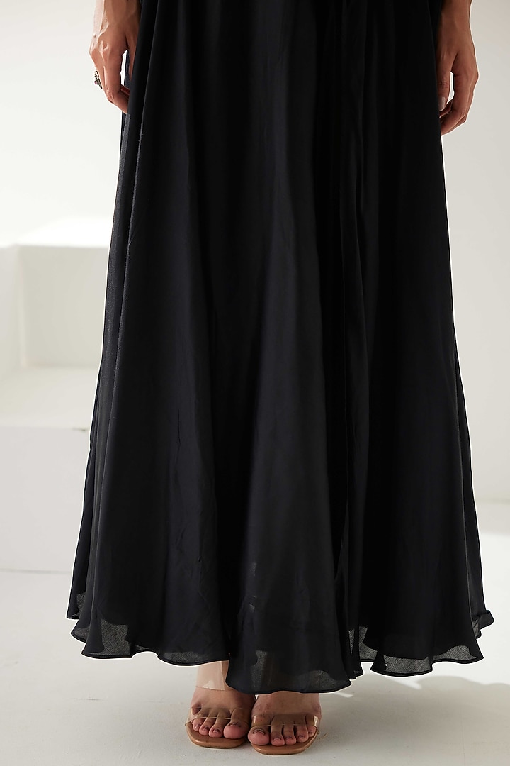 chinese dress ladies Black One Shoulder Satin Maxi Dress main image 1