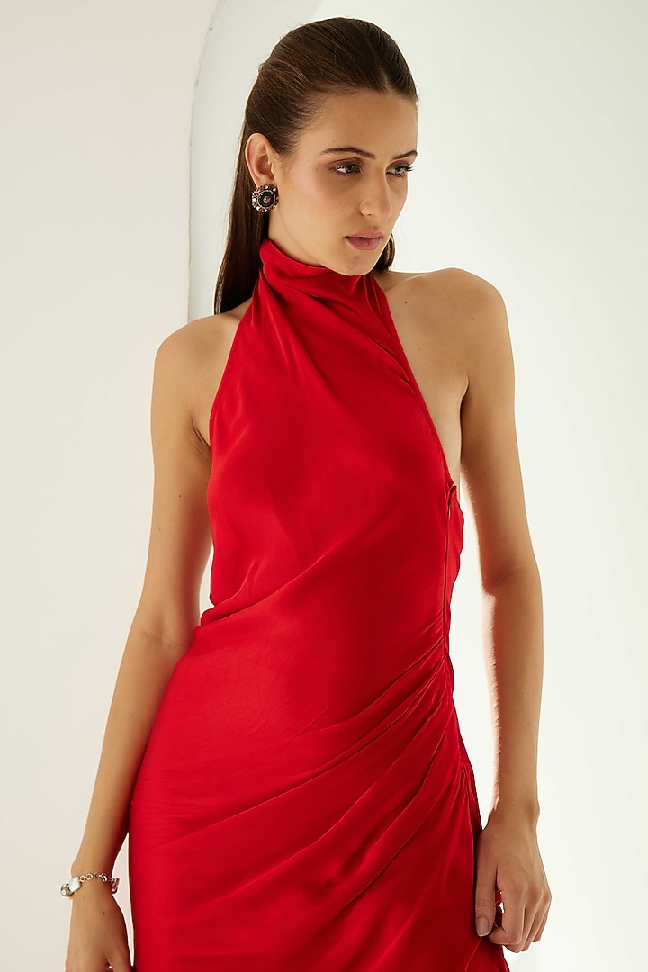 Red Modal Halter Maxi Summer Dress by Wear JaJa at Pernia's Pop Up Shop