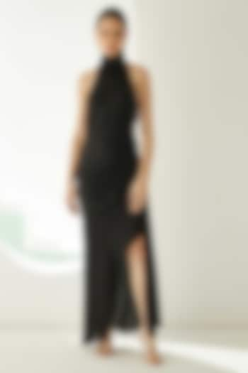 Black Modal Halter Maxi Dress by Wear JaJa at Pernia's Pop Up Shop