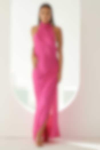 Pink Modal Halter Maxi Dress by Wear JaJa at Pernia's Pop Up Shop