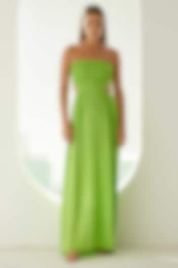 Lime Green Modal Off-Shoulder Maxi Dress by Wear JaJa at Pernia's Pop Up Shop