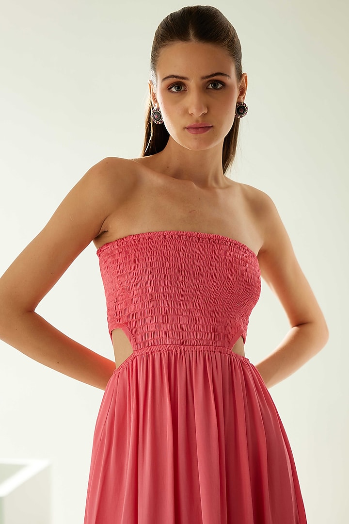 Peach Wool Off-Shoulder Maxi Summer Dress by Wear JaJa at Pernia's Pop Up Shop