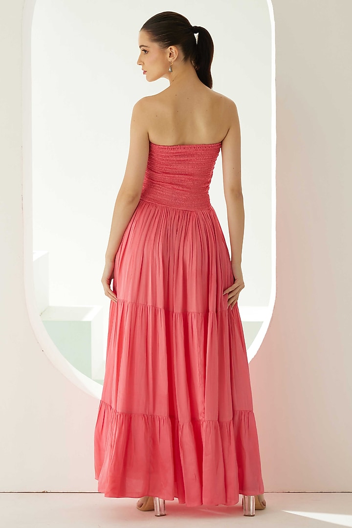 Peach Modal Off-Shoulder Tiered Maxi Summer Dress by Wear JaJa at Pernia's Pop Up Shop