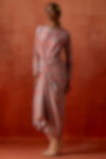 Coral Chanderi Pull-Up Knotted Vacation Dress by Jajaabor at Pernia's Pop Up Shop