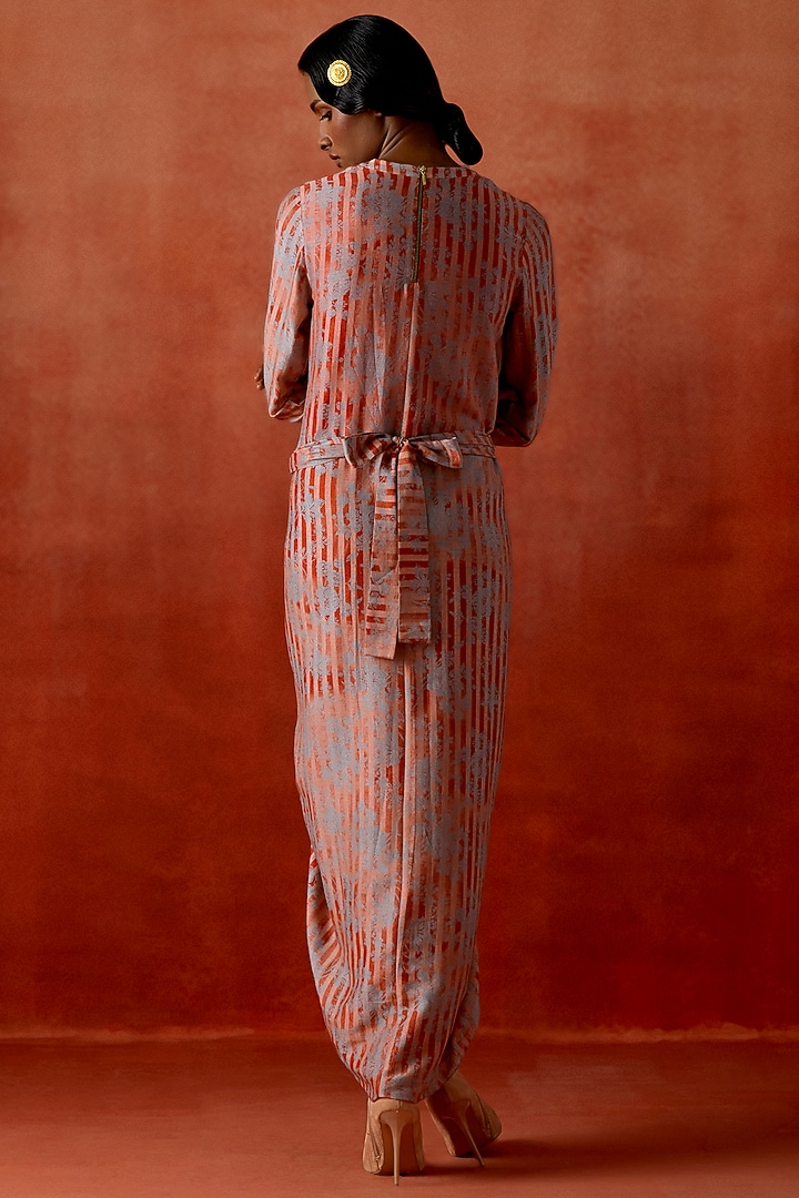 Coral Chanderi Pull-Up Knotted Vacation Dress by Jajaabor at Pernia's Pop Up Shop