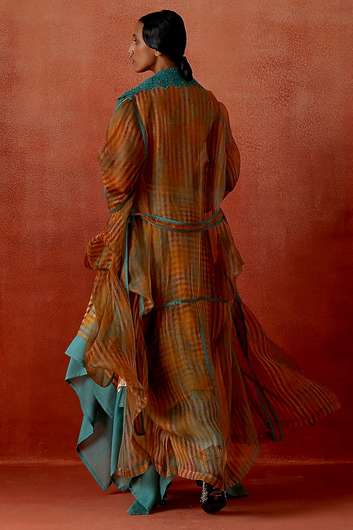 Teal & Mustard Jersey Layered Skirt Set by Jajaabor at Pernia's Pop Up Shop