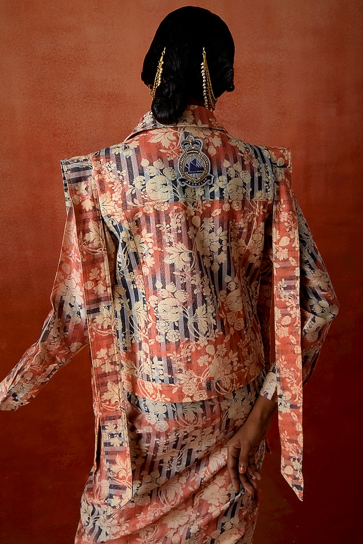 Multi-Colored Denim Printed Jacket Cocktail Dress by Jajaabor at Pernia's Pop Up Shop