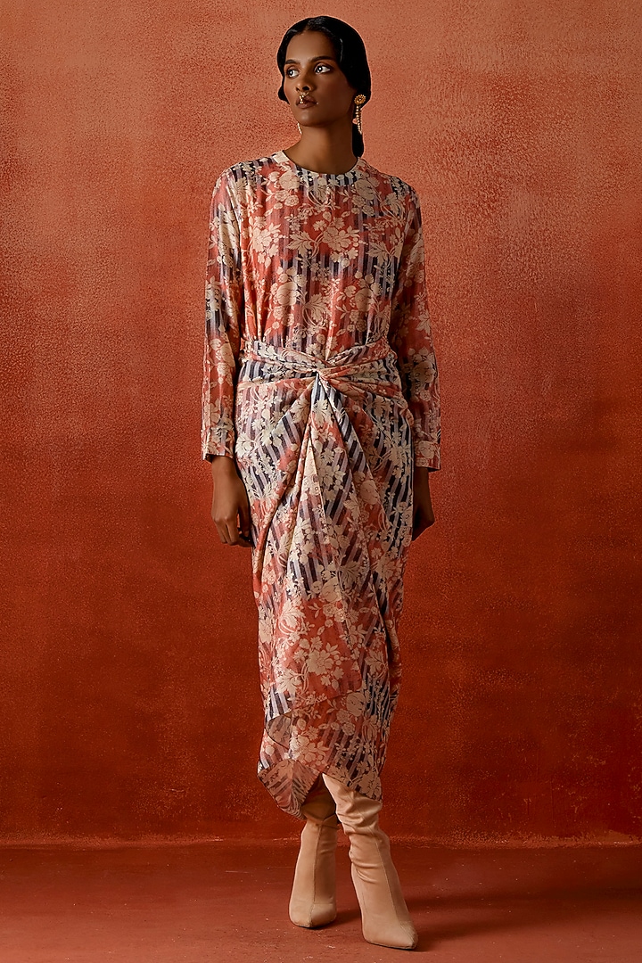 Multi-Colored Denim Printed Jacket Cocktail Dress by Jajaabor at Pernia's Pop Up Shop