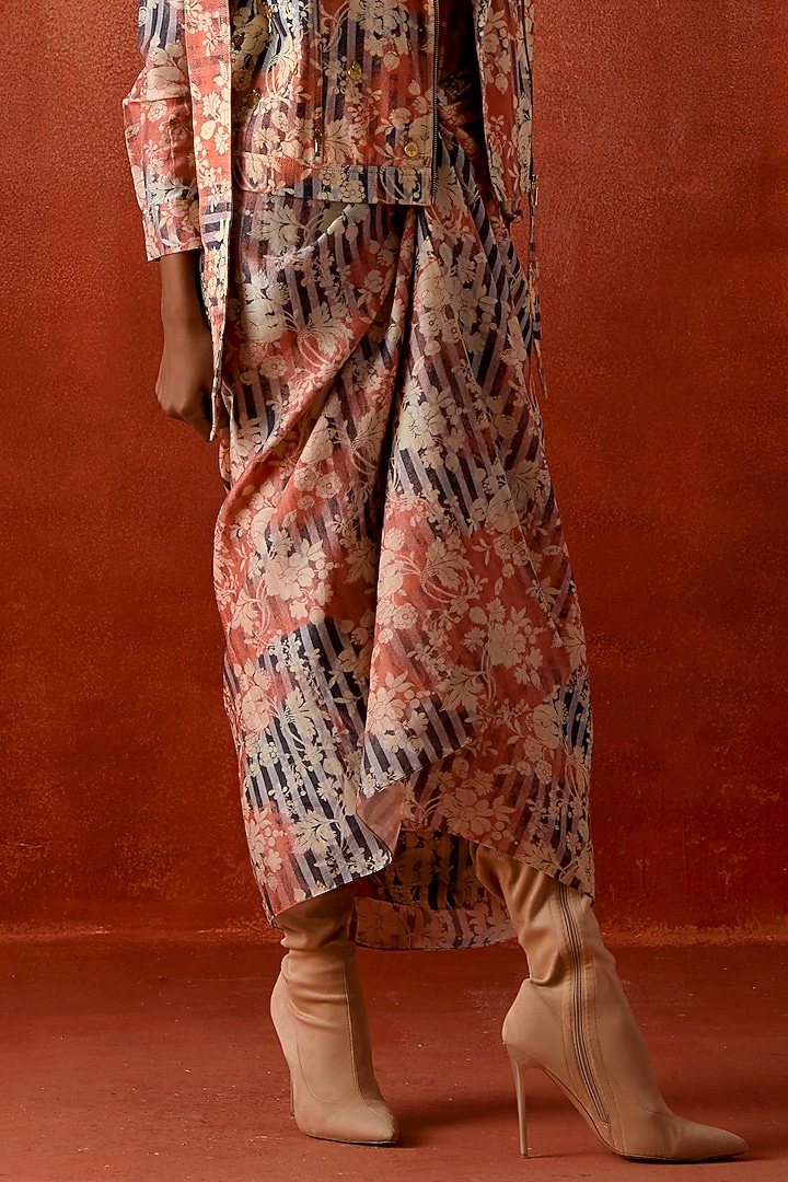 Multi-Colored Denim Printed Jacket Cocktail Dress by Jajaabor at Pernia's Pop Up Shop