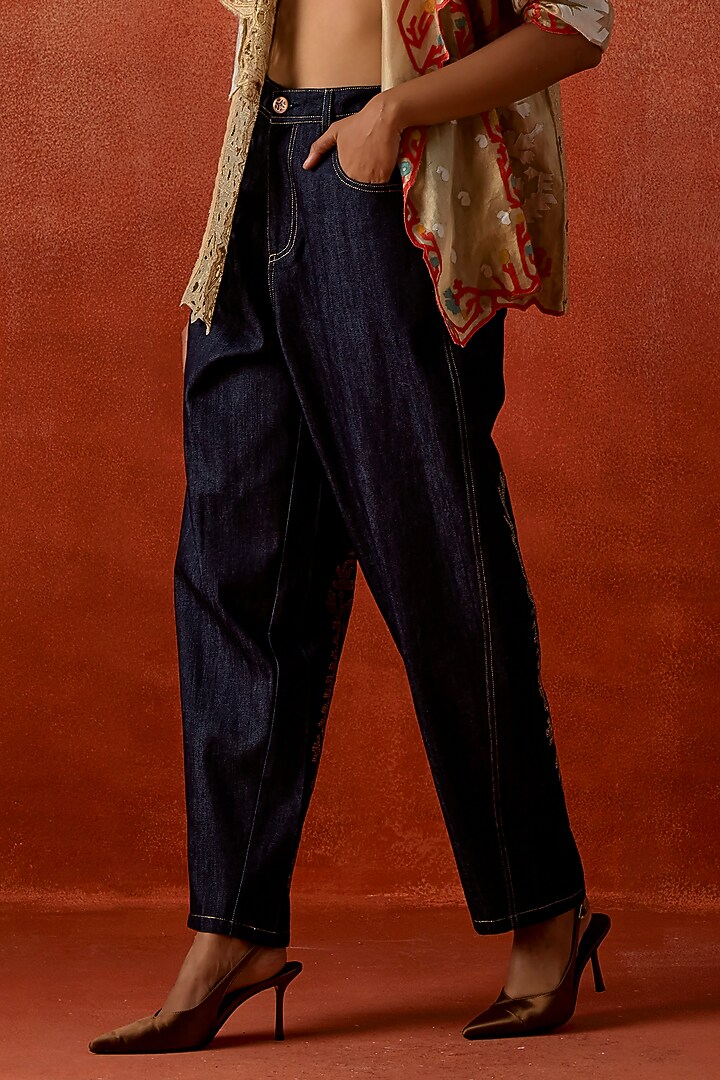 Gold Tissue Embroidered Jacket Set by Jajaabor at Pernia's Pop Up Shop