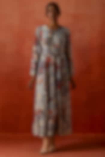 Multi-Colored Silk Chanderi Printed Party Wear Anarkali Set by Jajaabor at Pernia's Pop Up Shop