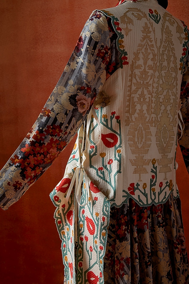 Multi-Colored Silk Chanderi Printed Party Wear Anarkali Set by Jajaabor at Pernia's Pop Up Shop