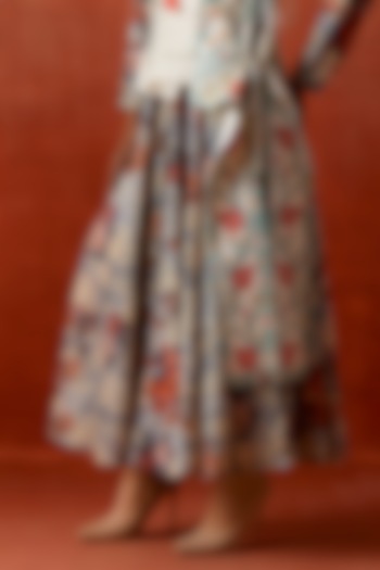 Ivory Silk Chanderi Jacket With Wedding Anarkali by Jajaabor at Pernia's Pop Up Shop