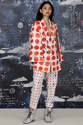 Red Bindi Printed Play Suit by Jajaabor