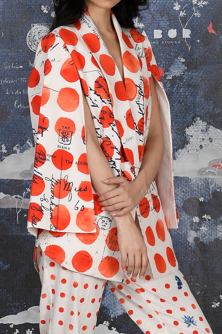 Red Bindi Printed Play Suit by Jajaabor at Pernia's Pop Up Shop