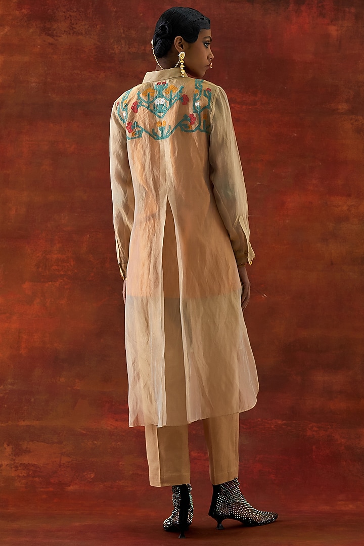 Gold Tissue Embroidered Co-Ord Set by Jajaabor at Pernia's Pop Up Shop