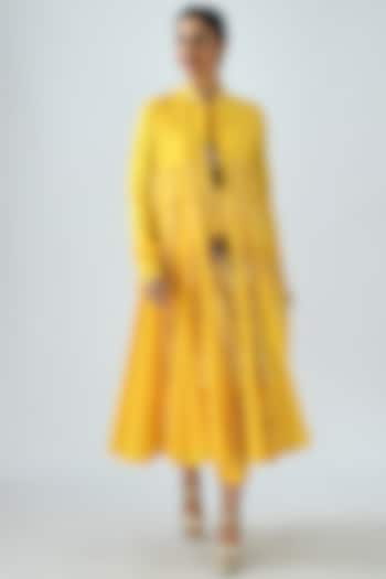 Canary Yellow Kalidar Jacket Set by Jajaabor